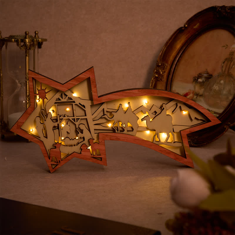 Christianartworkshop Star-Shaped Wooden Nativity Decor: Sacred Story & Artful Devotion - image 1