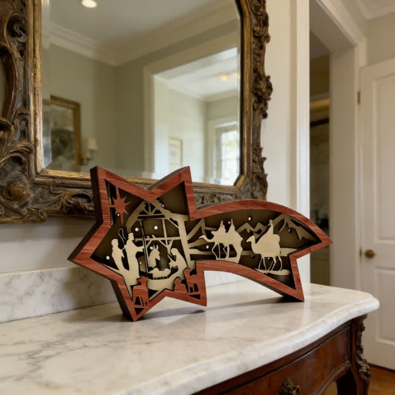 Christianartworkshop Star-Shaped Wooden Nativity Decor: Sacred Story & Artful Devotion - image 4