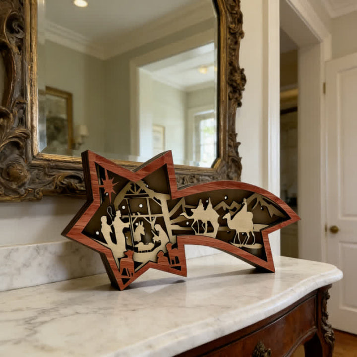 Christianartworkshop Star-Shaped Wooden Nativity Decor: Sacred Story & Artful Devotion - image 4
