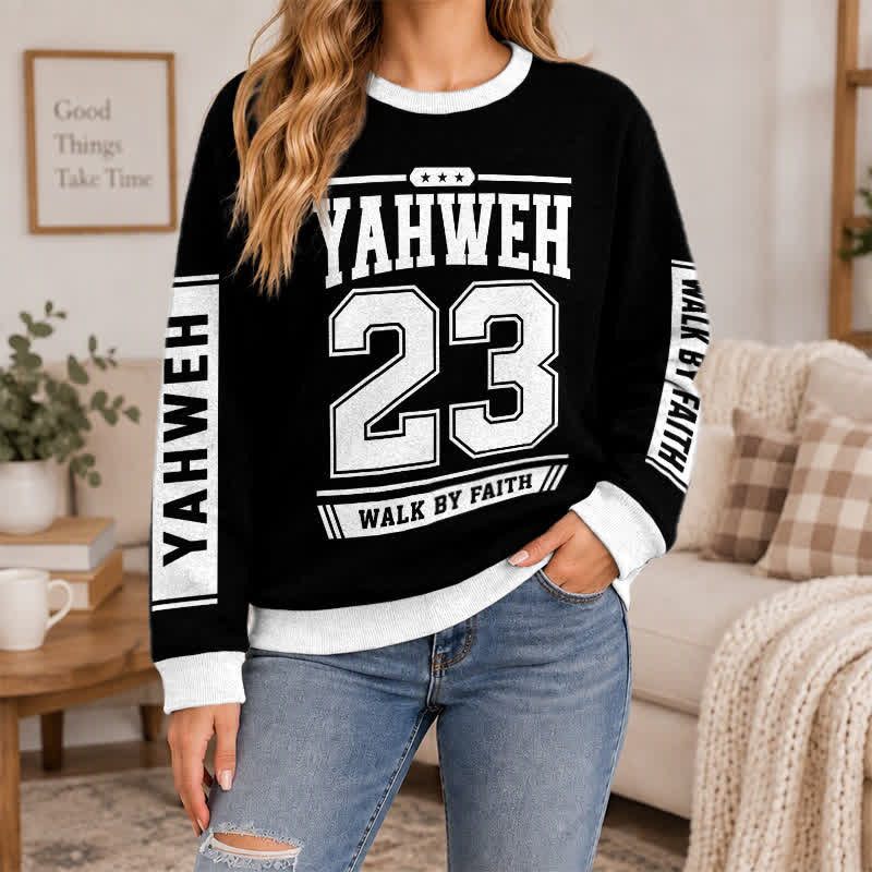 Christianartworkshop Yahweh 23 Walk By Faith Streetwear Crewneck Sweater - image 4
