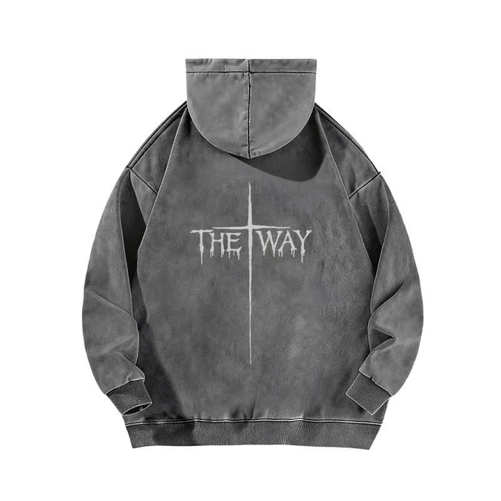 Christianartworkshop The Way Cross Front And Back Washed Hoodie - image 4
