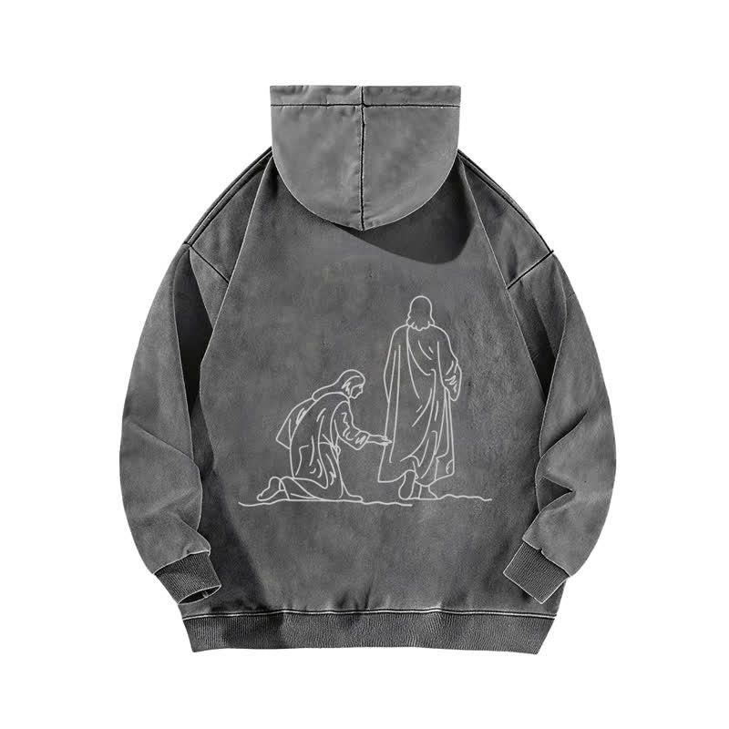 Christianartworkshop Hem Of His Garment Front And Back Washed Hoodie - image 7