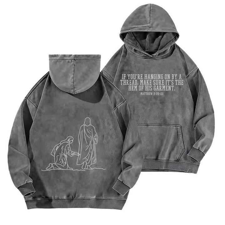 Christianartworkshop Hem Of His Garment Front And Back Washed Hoodie - Grey - 5XL - image 6
