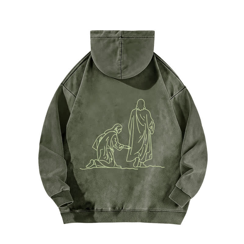 Christianartworkshop Hem Of His Garment Front And Back Washed Hoodie - image 16