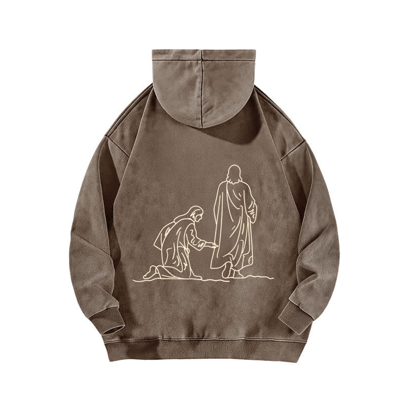 Christianartworkshop Hem Of His Garment Front And Back Washed Hoodie - image 10