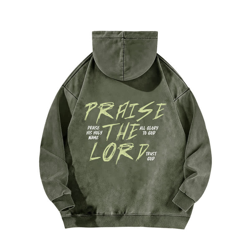 Christianartworkshop Praise The Lord Front And Back Washed Hoodie - image 7