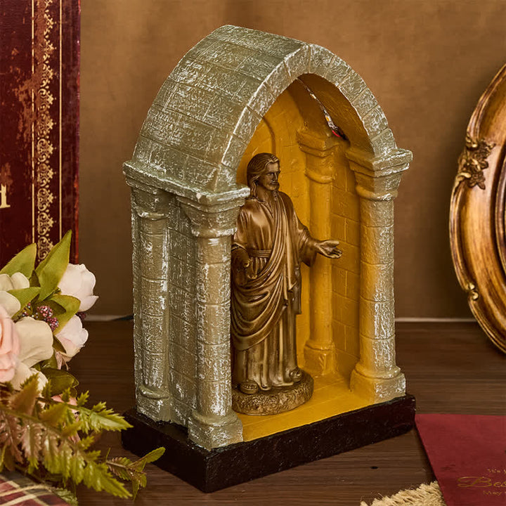 Christianartworkshop Ornate Gothic Arch Jesus Illuminated Shrine: Vessel of Sacred Peace - image 1