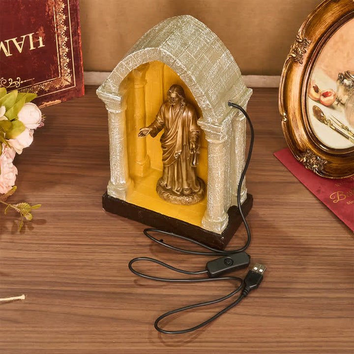Christianartworkshop Ornate Gothic Arch Jesus Illuminated Shrine: Vessel of Sacred Peace - image 5