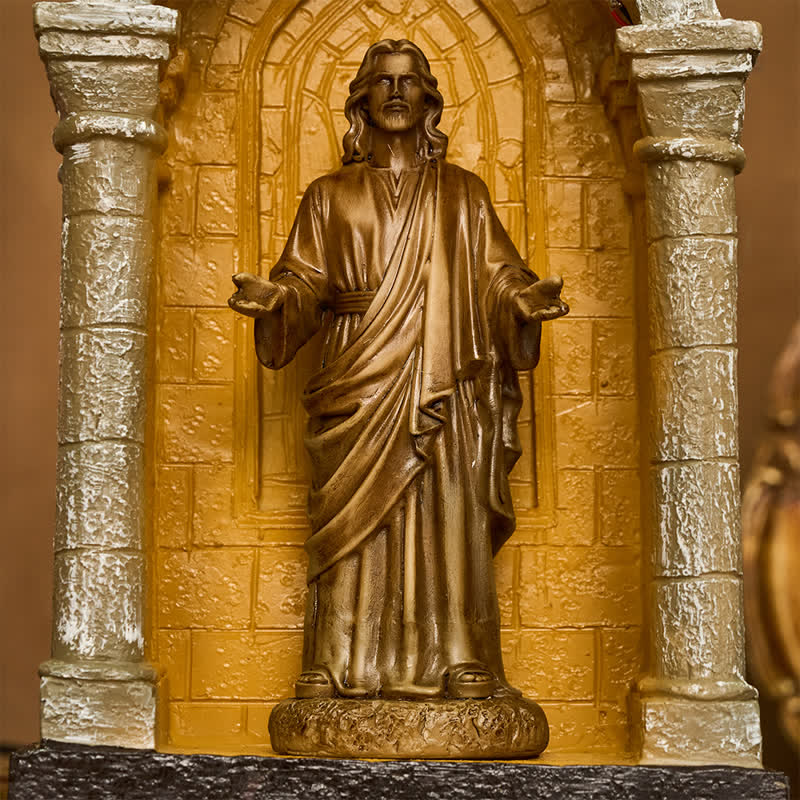 Christianartworkshop Ornate Gothic Arch Jesus Illuminated Shrine: Vessel of Sacred Peace - image 3