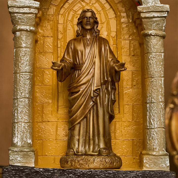 Christianartworkshop Ornate Gothic Arch Jesus Illuminated Shrine: Vessel of Sacred Peace - image 3
