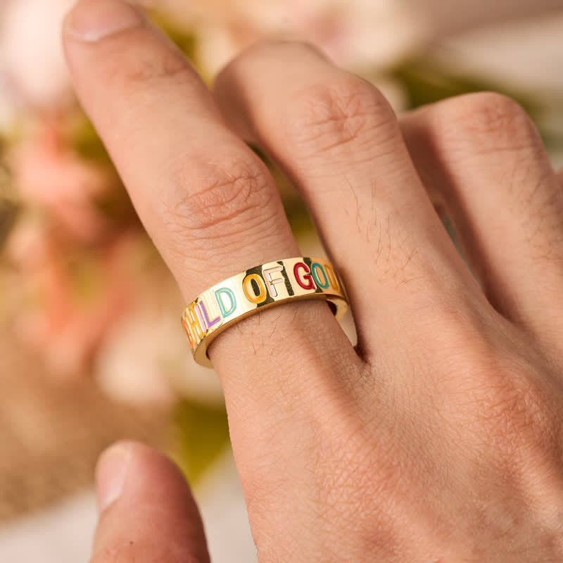 Christianartworkshop Lettered Child Of God Band Ring: Mark of Unwavering Heavenly Love - image 1