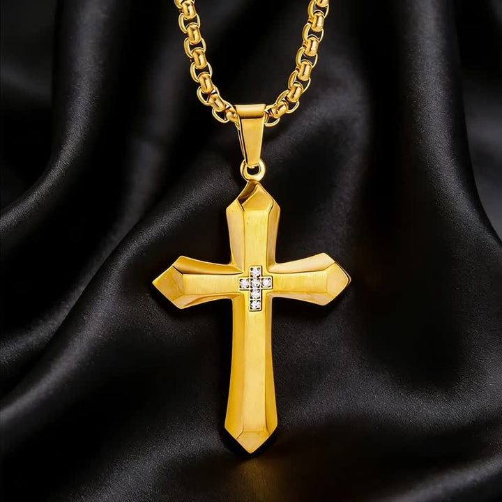 Christianartworkshop Three-Styled Stainless Steel Sculpted Cross Pendant Necklace - image 3