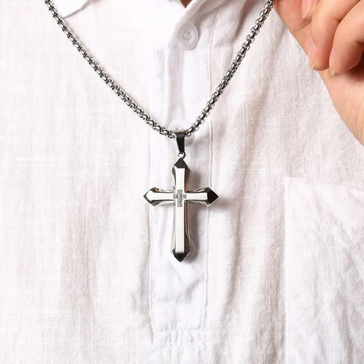 Christianartworkshop Three-Styled Stainless Steel Sculpted Cross Pendant Necklace - Silver - image 1