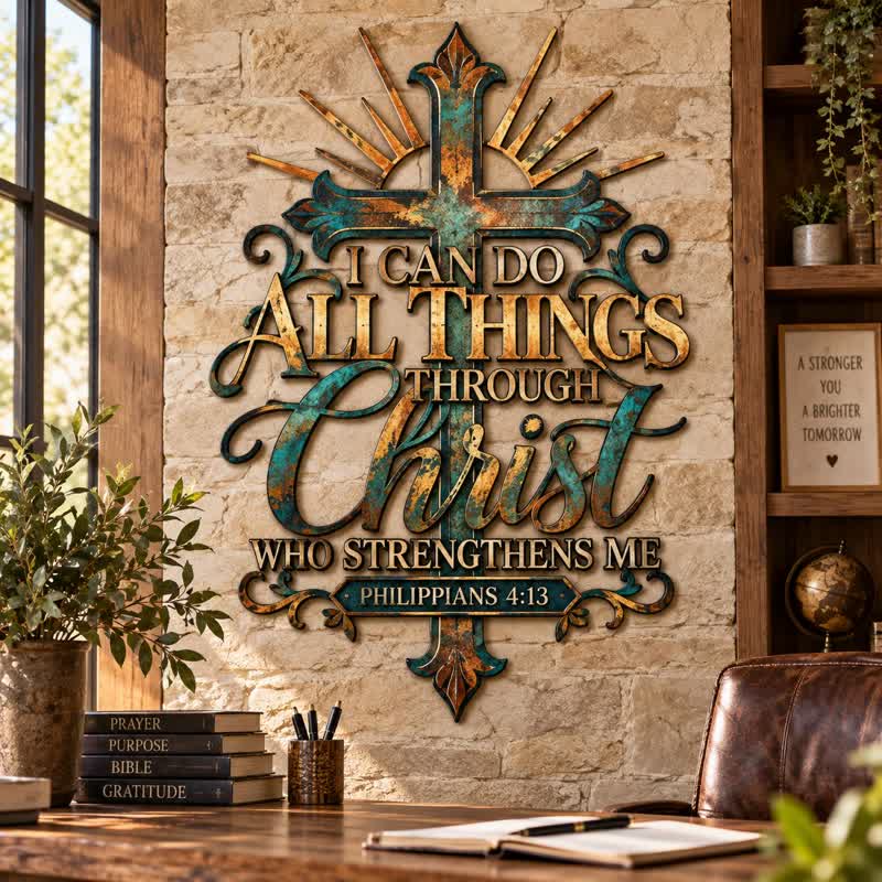 Christianartworkshop Intricate Carved Metal Cross Wall Decor: Emblem of Unfailing Spiritual Fortitude - image 0
