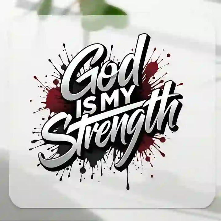Christianartworkshop Graffiti God Is My Strength Plastic Car Sticker - 5.91''*5.91''/15*15cm - Set of 10 - image 0