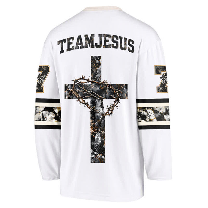 Christianartworkshop Team Jesus Number 7 V Neck Hockey Jersey - image 1