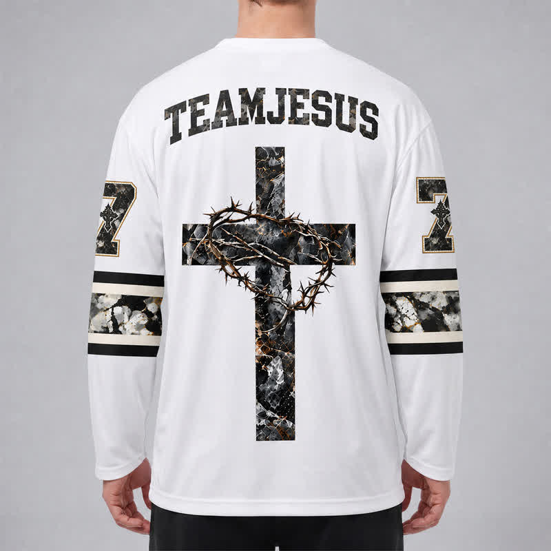 Christianartworkshop Team Jesus Number 7 V Neck Hockey Jersey - image 4