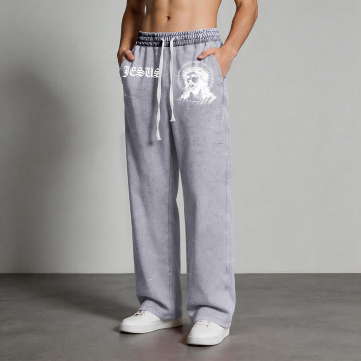 Christianartworkshop Jesus Portrait Gothic Script Blush Washed Sweatpants - image 20