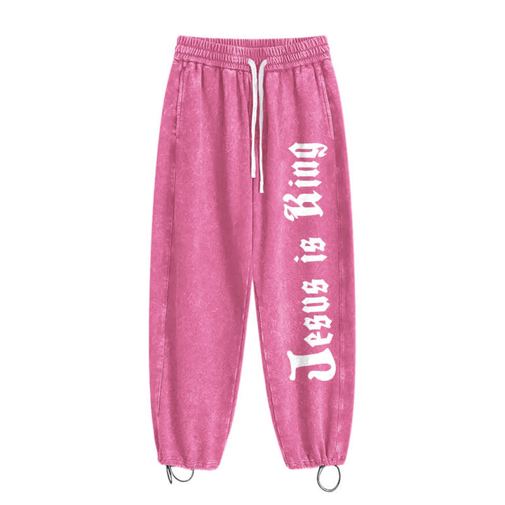 Christianartworkshop Black Gothic Script Streetwear Washed Sweatpants - image 34
