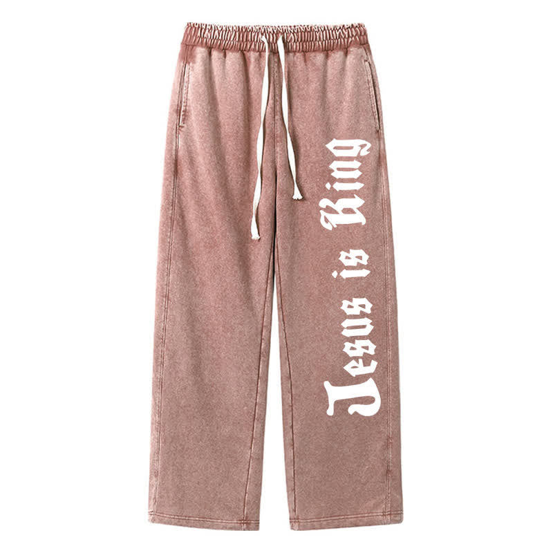 Christianartworkshop Black Gothic Script Streetwear Washed Sweatpants - Brown - 2XL - image 40