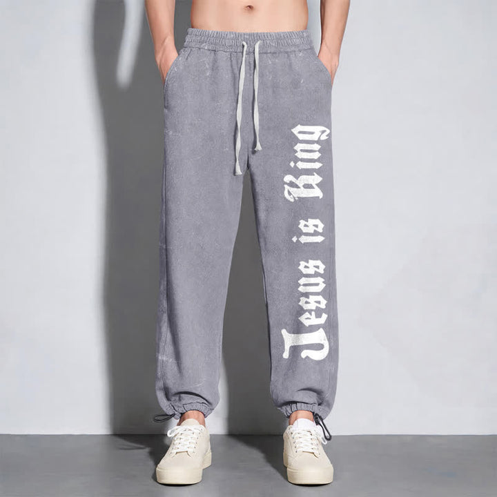 Christianartworkshop Black Gothic Script Streetwear Washed Sweatpants - image 14