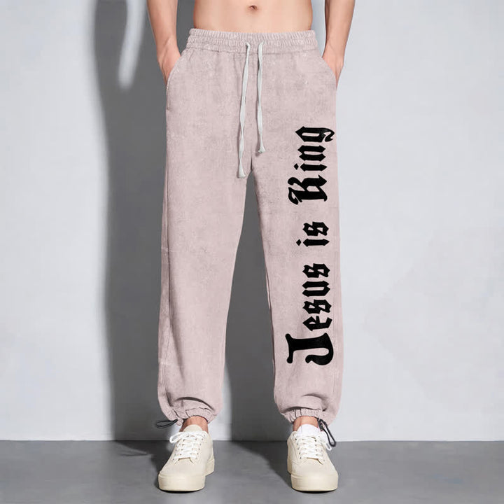 Christianartworkshop Black Gothic Script Streetwear Washed Sweatpants - image 30