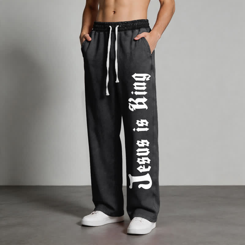 Christianartworkshop Black Gothic Script Streetwear Washed Sweatpants - image 4