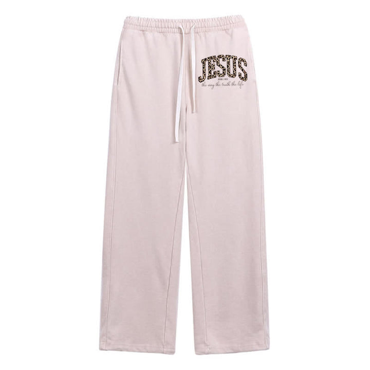Christianartworkshop Jesus Script Blush Streetwear Drawstring Washed Sweatpants - Apricot - 2XL - image 0