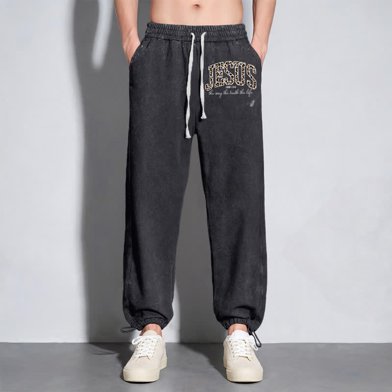 Christianartworkshop Jesus Script Blush Streetwear Drawstring Washed Sweatpants - image 36