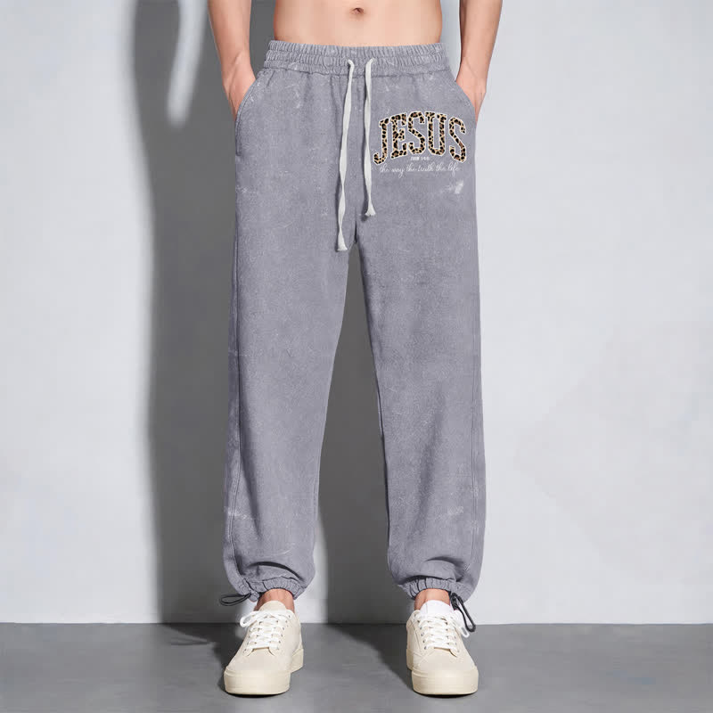 Christianartworkshop Jesus Script Blush Streetwear Drawstring Washed Sweatpants - image 14