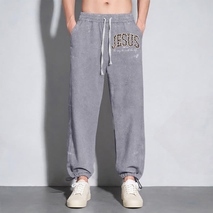 Christianartworkshop Jesus Script Blush Streetwear Drawstring Washed Sweatpants - image 14