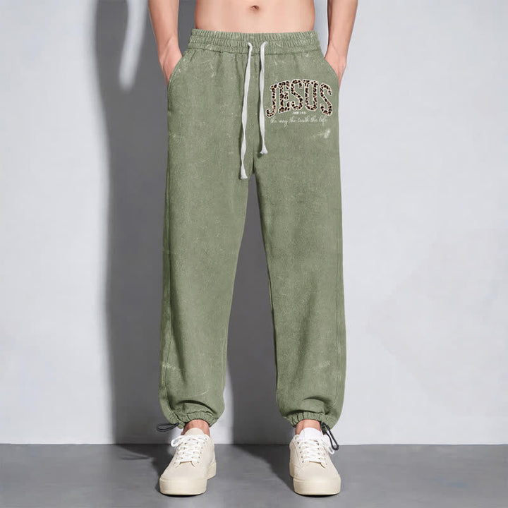 Christianartworkshop Jesus Script Blush Streetwear Drawstring Washed Sweatpants - image 26