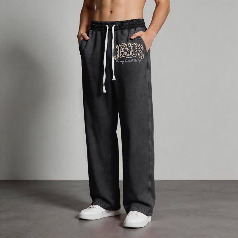 Christianartworkshop Jesus Script Blush Streetwear Drawstring Washed Sweatpants - image 38