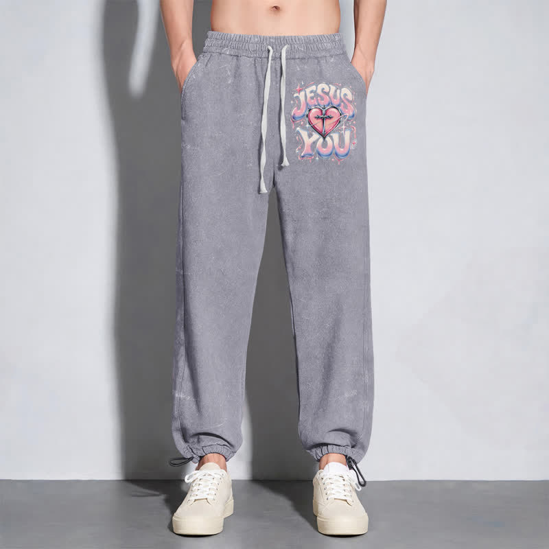Christianartworkshop Jesus Heart Star Statement Washed Sweatpants - image 22