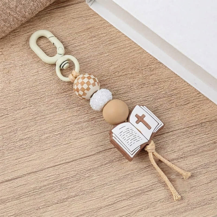 Christianartworkshop Multi-Bead Scripture Cross Silicone Keychain: Amulet of Quiet Divine Assurance - Keychain - White - image 8