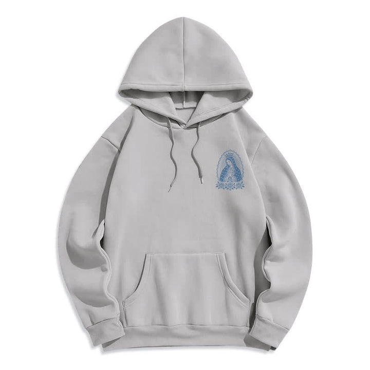 Christianartworkshop Light Blue Madonna Floral Streetwear Pullover Hoodie - image 5