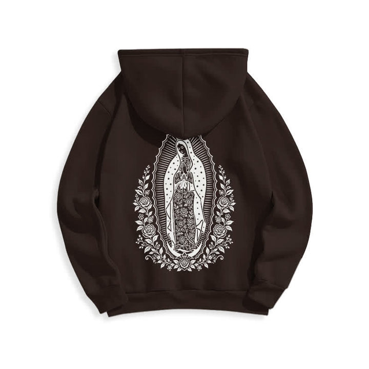 Christianartworkshop Light Blue Madonna Floral Streetwear Pullover Hoodie - image 10