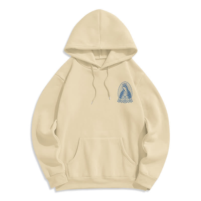 Christianartworkshop Light Blue Madonna Floral Streetwear Pullover Hoodie - image 14