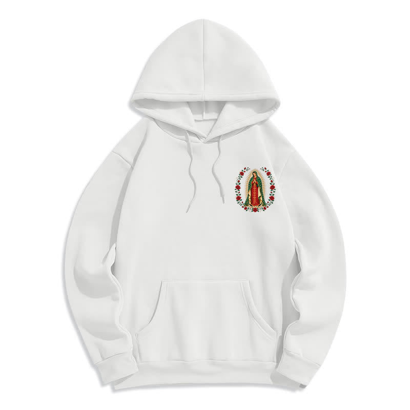 Christianartworkshop Sacred Rose Madonna White Fleece Lined Hoodie - image 2