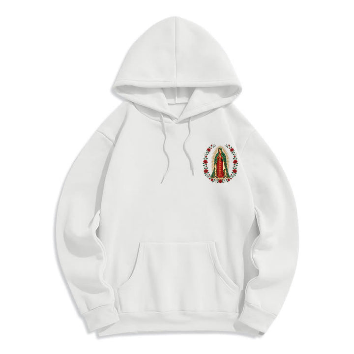 Christianartworkshop Sacred Rose Madonna White Fleece Lined Hoodie - image 2
