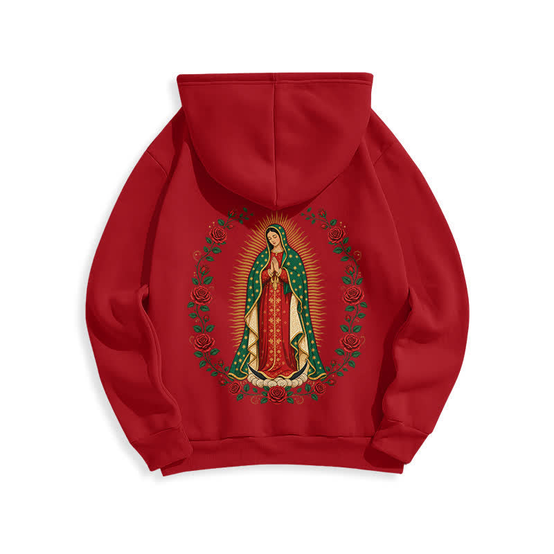 Christianartworkshop Sacred Rose Madonna White Fleece Lined Hoodie - image 22