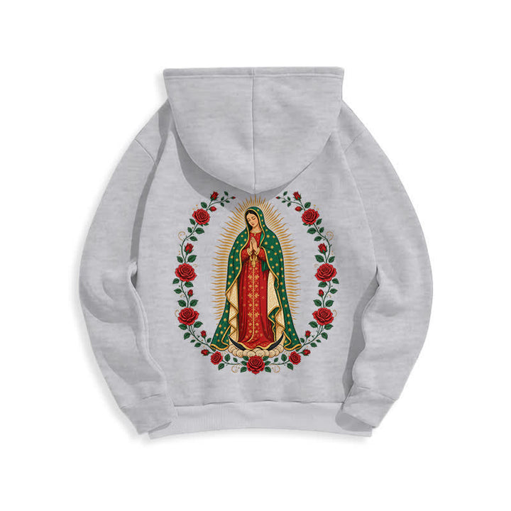 Christianartworkshop Sacred Rose Madonna White Fleece Lined Hoodie - image 7