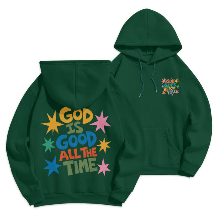 Christianartworkshop God Is Good All The Time Star Graphic Hoodie - Green - 2XL - image 0