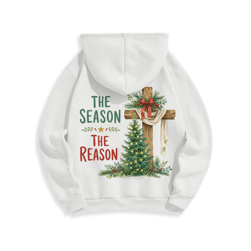 Christianartworkshop The Season The Reason White Cross Christmas Hoodie - image 1