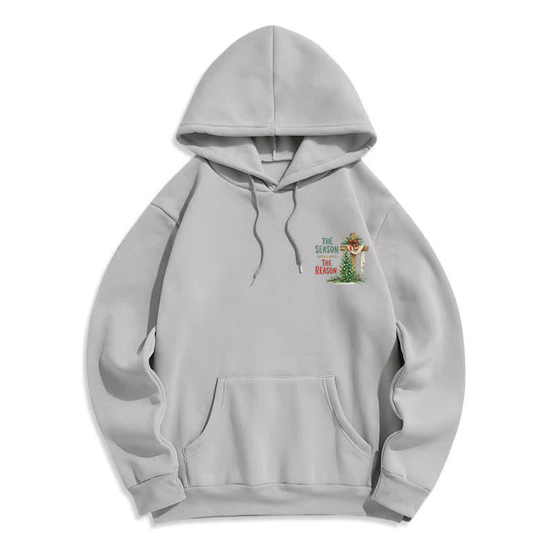Christianartworkshop The Season The Reason White Cross Christmas Hoodie - image 5
