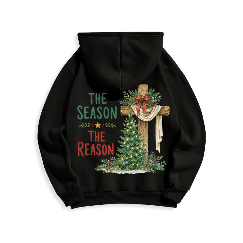 Christianartworkshop The Season The Reason White Cross Christmas Hoodie - image 7