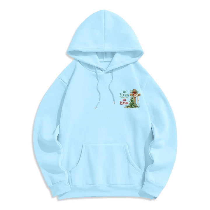 Christianartworkshop The Season The Reason White Cross Christmas Hoodie - image 23