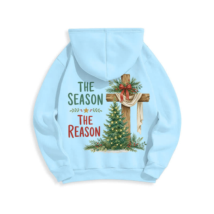 Christianartworkshop The Season The Reason White Cross Christmas Hoodie - image 22