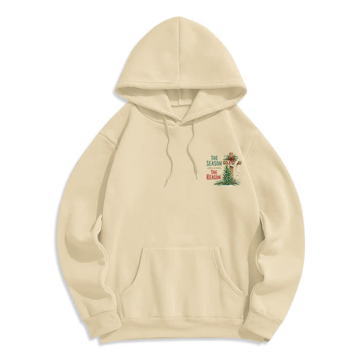 Christianartworkshop The Season The Reason White Cross Christmas Hoodie - image 20