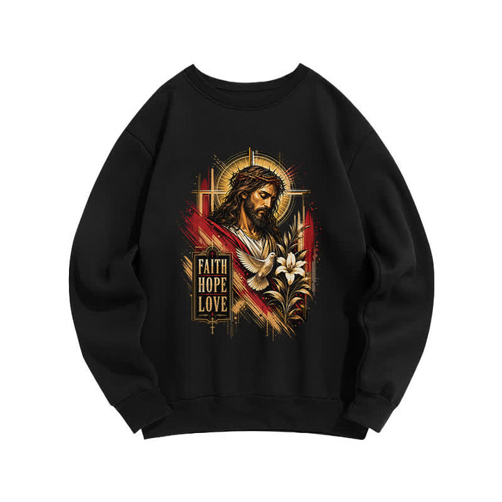 Christianartworkshop By His Grace Stained Glass Cross Black Crewneck Sweatshirt - image 2